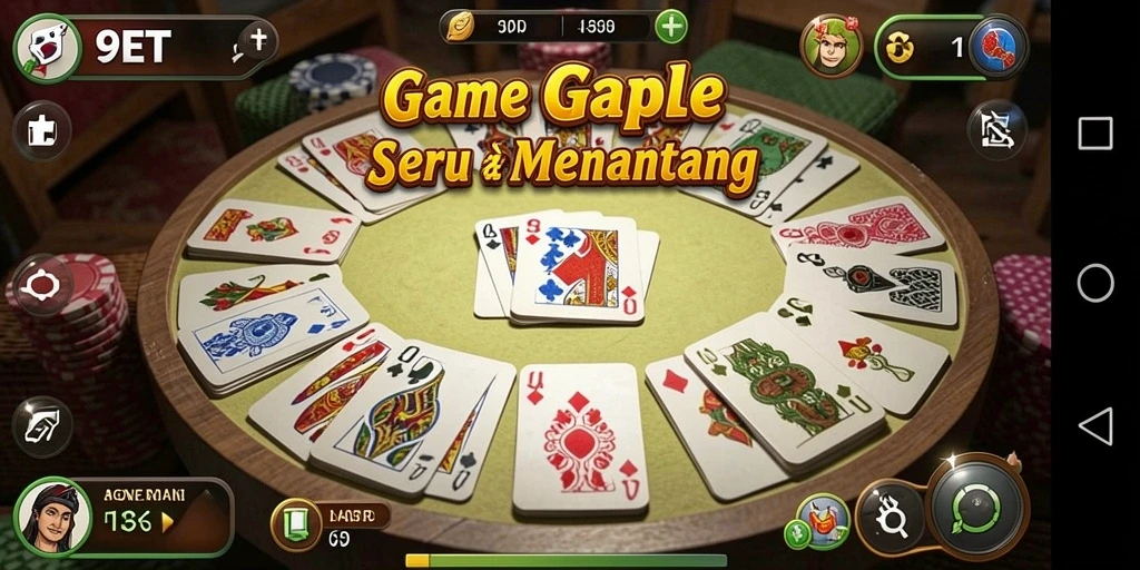 Tampilan gameplay Gaple yang menegangkan dan seru di 9ET.