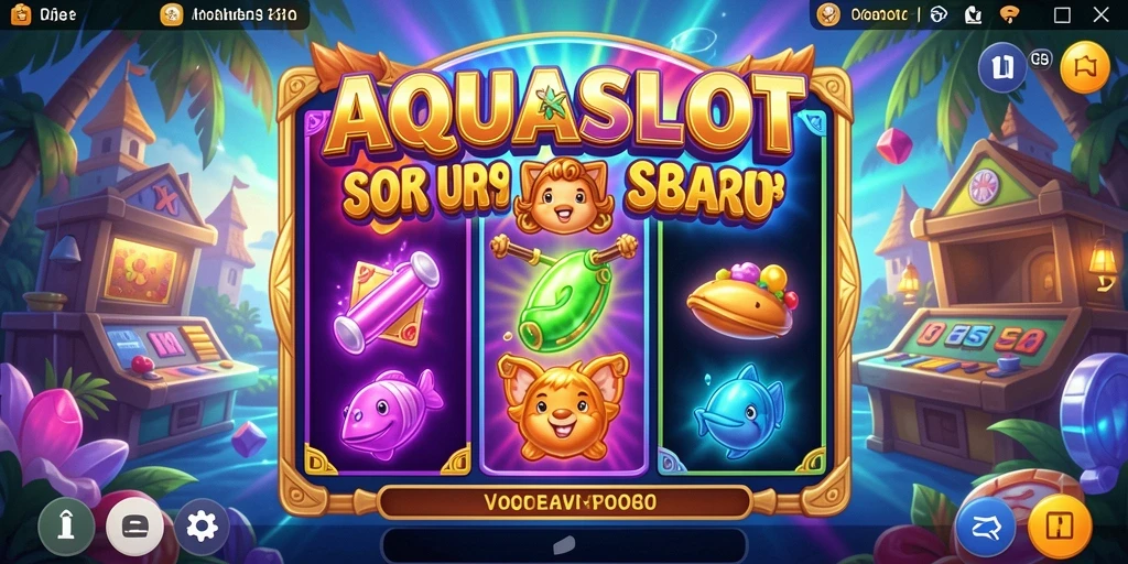 Tampilan gameplay AQUASLOT yang mendebarkan dan penuh warna.