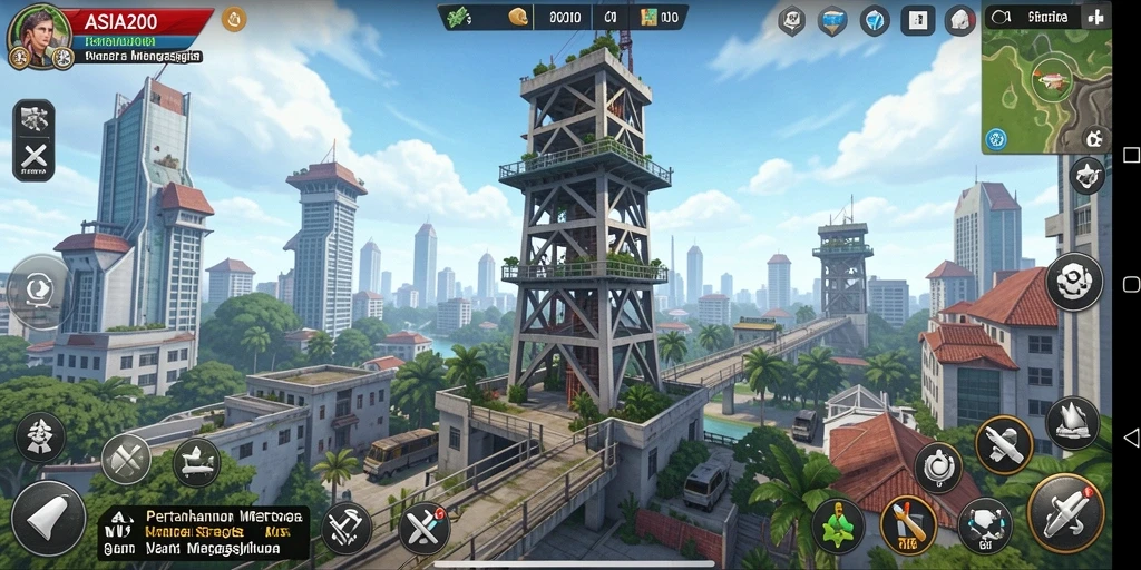 Tangkapan layar gameplay menampilkan strategi pertahanan menara ASIA200 yang mendebarkan.