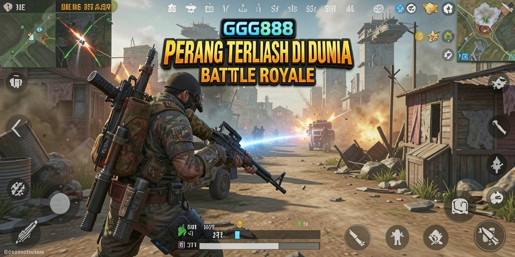 Screenshot menarik dari gameplay GGG888 di medan perang Battle Royale.