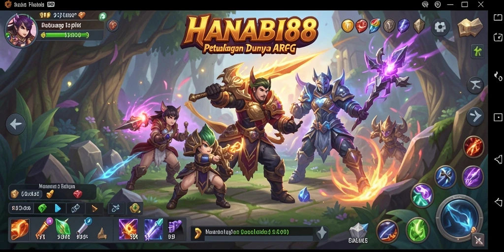 Screenshot utama menampilkan pertarungan seru dalam dunia fantasi ARPG.