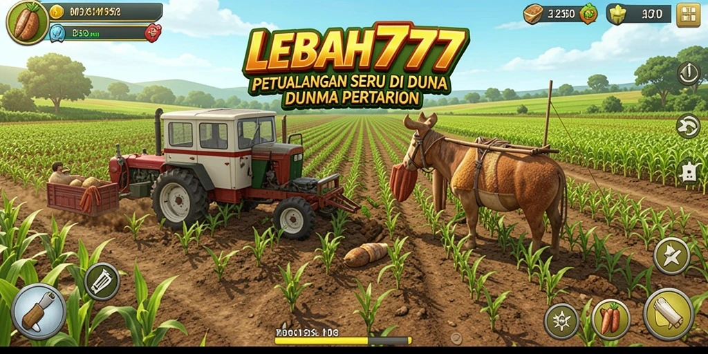 Screenshot gameplay LEBAH777 menampilkan kebun yang rimbun dan cerah.