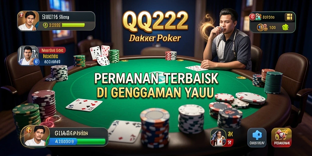 Tangkapan layar dari permainan QQ222 menampilkan aksi poker yang seru.