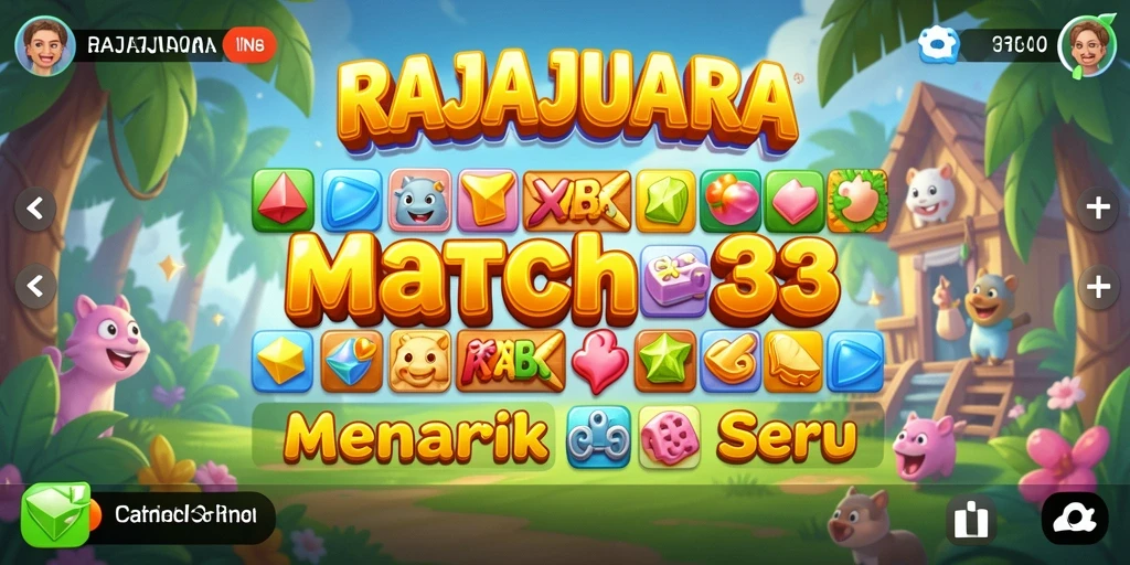Screenshot RAJAJUARA menampilkan gameplay Match-3 seru dan penuh warna.