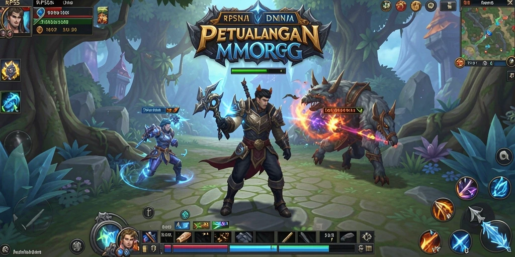 Screenshot menunjukkan aksi seru dalam gameplay RP55 MMORPG.