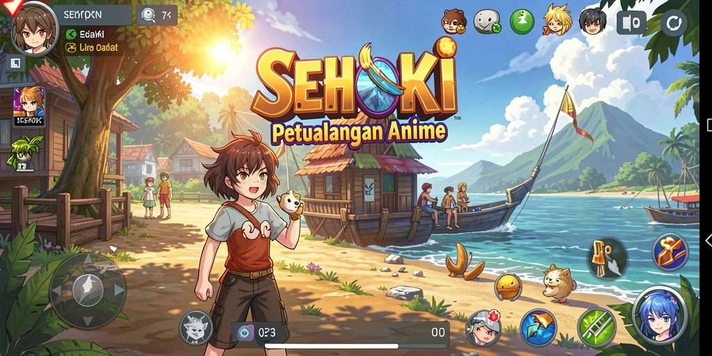Screenshot SEHOKI menampilkan karakter Anime dalam aksi permainan yang seru.