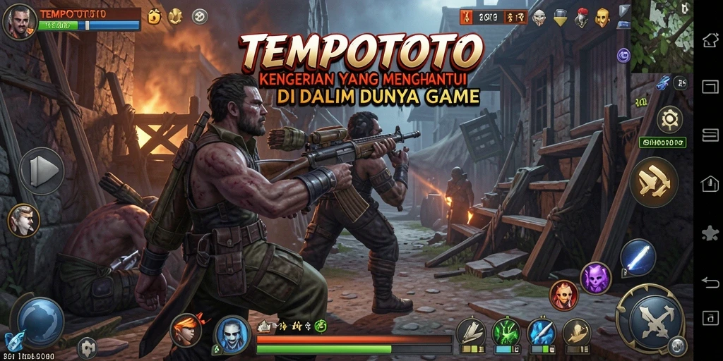 Screenshot menunjukkan suasana mencekam dalam gameplay TEMPOTOTO.