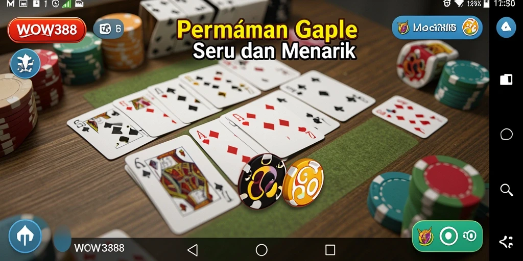 Tampilan gameplay <strong>WOW388</strong> yang seru dan mengasyikkan untuk bermain Gaple.